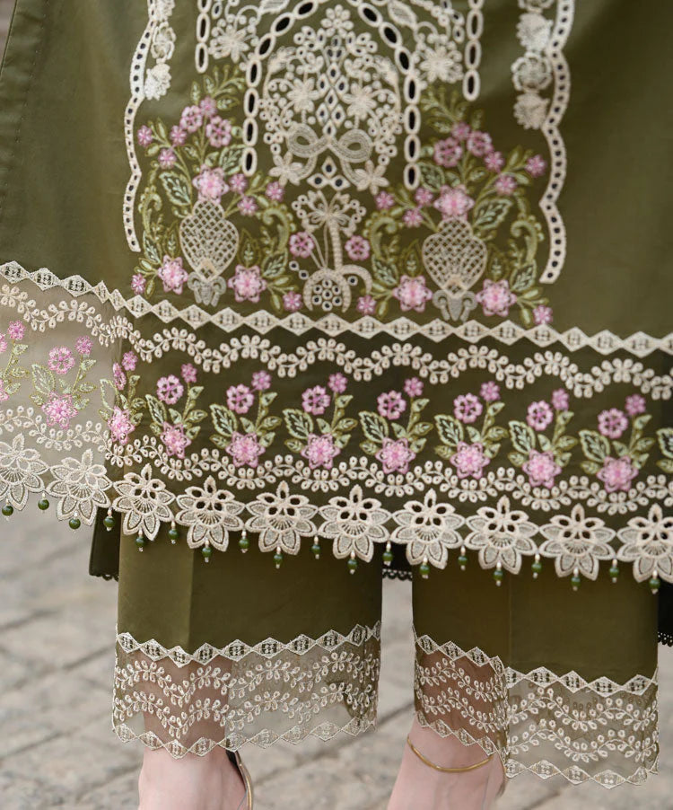 BrandsInn-3PC KARANDI EMBROIDERED SHIRT WITH KARANDI EMBROIDERED SHAWL & EMB TROUSER-BI-4298