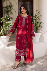BrandsInn-3PC LAWN EMBROIDERED SHIRT WITH CHIFFON EMBROIDERED DUPATTA AND EMB TROUSER-BI-4732