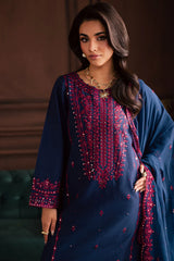 BrandsInn-3PC LAWN SEQUIN EMBROIDERED SHIRT WITH CHIFFON EMBROIDERED DUPATTA AND TROUSER-BI-4878