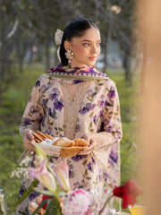 BrandsInn-3PC LAWN PRINTED EMB SHIRT WITH SILK PRINTED DUPATTA AND PRINTED TROUSER-BI-045