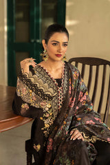 BrandsInn-3PC LAWN EMBROIDERED SHIRT WITH CHIFFON PRINTED DUPATTA AND TROUSER-BI-4702