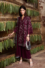 BrandsInn-3PC LAWN LASER WORK EMBROIDERED SHIRT WITH KHADDI NET EMBROIDERED DUPATTA AND TROUSER-BI-4666