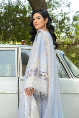 BrandsInn-3PC LAWN EMBROIDERED SHIRT WITH ORGANZA EMBROIDERED DUPATTA AND TROUSER -BI-4710