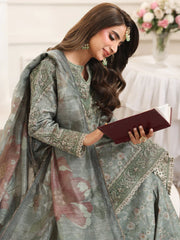 BrandsInn-3PC LAWN PRINTED EMBROIDERED SHIRT WITH SILK PRINTED DUPATTA AND PRINTED TROUSER-BI-008