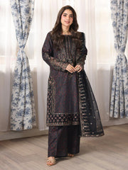 BrandsInn-3PC LAWN PRINTED EMBROIDERED SHIRT WITH ORGANZA EMBROIDERED DUPATTA AND PRINT TROUSER-BI-009