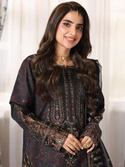 BrandsInn-3PC LAWN PRINTED EMBROIDERED SHIRT WITH ORGANZA EMBROIDERED DUPATTA AND PRINT TROUSER-BI-009