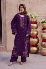 BrandsInn-3PIECE LAWN SEQUIN EMBROIDERED SHIRT WITH CHIFFON EMBROIDERED DUPATTA AND TROUSER-BI-4859