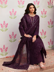 BrandsInn-3PC LAWN SEQUENCE EMBROIDERED SHIRT WITH KHADDI NET EMBROIDERED DUPATTA AND TROUSER-BI-4692