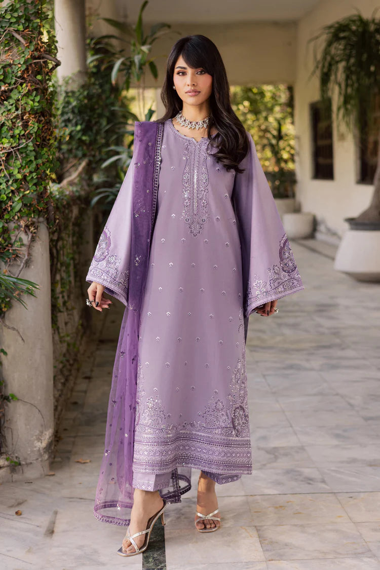 BrandsInn-3PC LAWN EMBROIDERED SHIRT WITH ORGANZA EMBROIDERED DUPATTA AND TROUSER-BI-4830