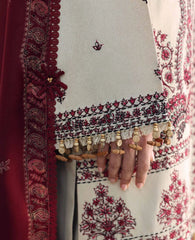 BrandsInn-3PC DHANAK EMBROIDERED SHIRT WITH DHANAK EMBROIDERED SHAWL AND EMB TROUSER -BI-5169