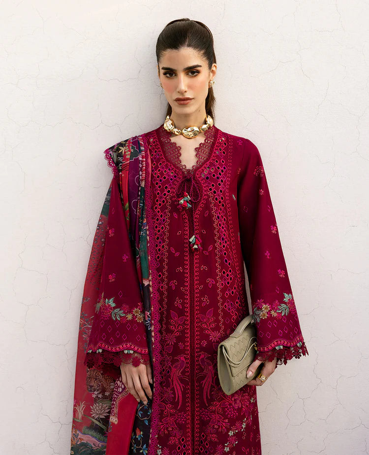 BrandsInn-3PC DHANAK EMBROIDERED SHIRT WITH COURTRAI PRINTED SHAWL & DHANAK TOUSER-BI-4278
