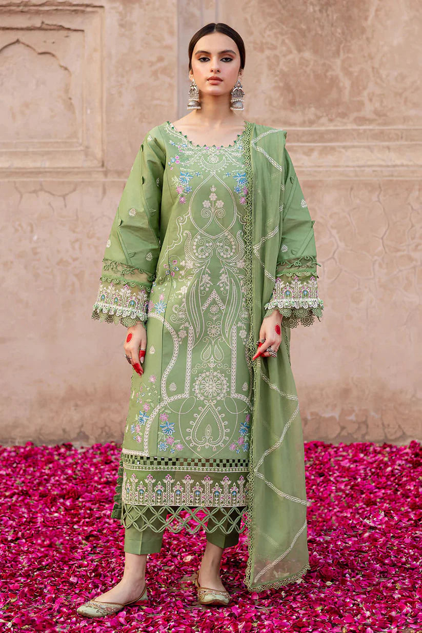 BrandsInn - 3PC LAWN EMBROIDERED SHIRT WITH CHIFFON EMBROIDERED DUPATTA AND TROUSER-BI-4538