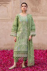 BrandsInn - 3PC LAWN EMBROIDERED SHIRT WITH CHIFFON EMBROIDERED DUPATTA AND TROUSER-BI-4538