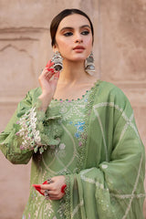 BrandsInn - 3PC LAWN EMBROIDERED SHIRT WITH CHIFFON EMBROIDERED DUPATTA AND TROUSER-BI-4538