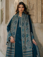 BrandsInn-3PC KHADDAR EMBROIDERED SHIRT WITH COURTRAI PRINTED SHAWL & TROUSER-BI-4369