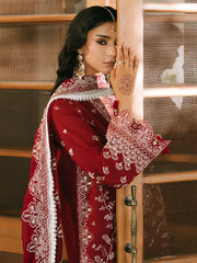 BrandsInn-3PIECE LAWN EMBROIDERED SHIRT WITH KHADDI NET EMB DUPATTA AND TROUSER-BI-4700