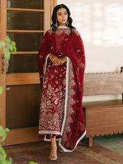 BrandsInn-3PIECE LAWN EMBROIDERED SHIRT WITH KHADDI NET EMB DUPATTA AND TROUSER-BI-4700