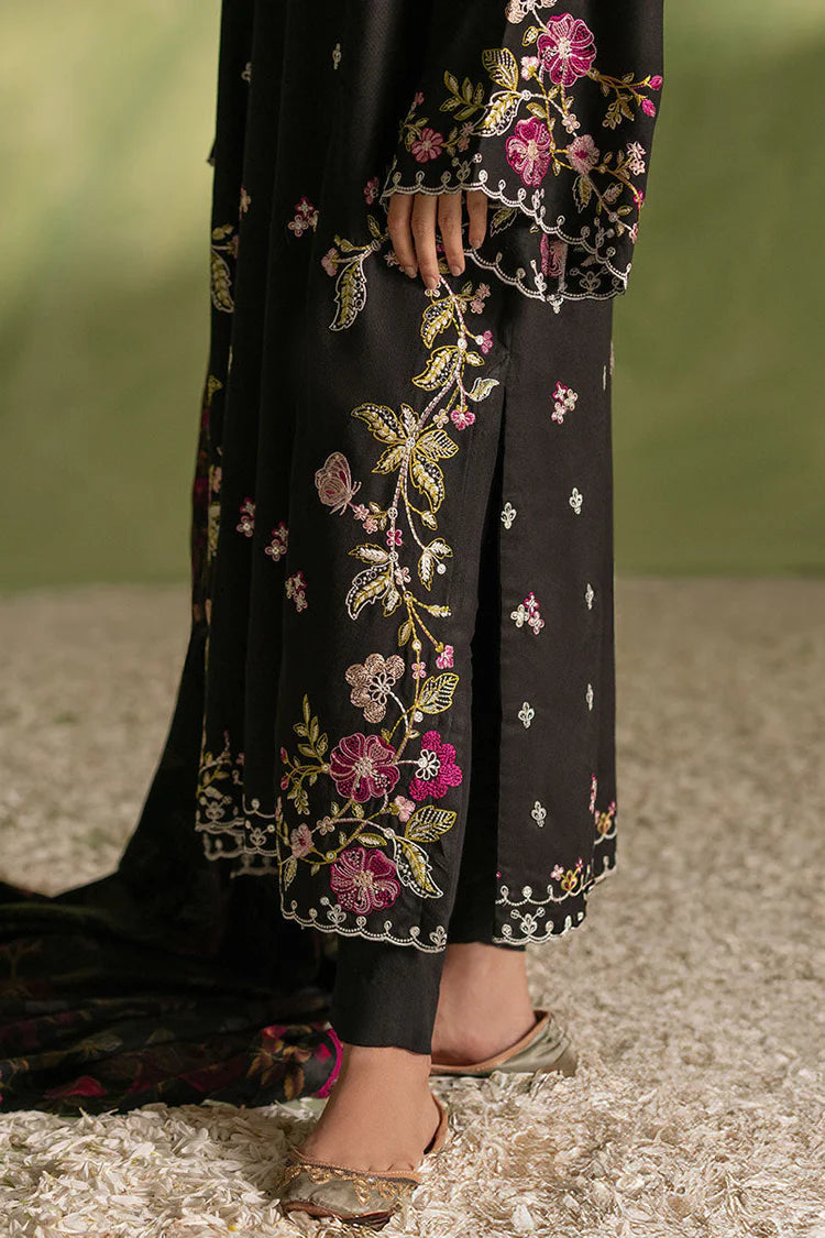 BrandsInn-3PC DHANAK EMBROIDERED SHIRT WITH COURTRAI PRINTED SHAWL AND TROUSER BI-4276