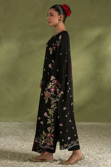 BrandsInn-3PC DHANAK EMBROIDERED SHIRT WITH COURTRAI PRINTED SHAWL AND TROUSER BI-4276