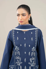 BrandsInn-3PC DHANAK EMBROIDERED SHIRT WITH COUTRAI WOOL PRINTED SHAWL AND TROUSER-BI-4069