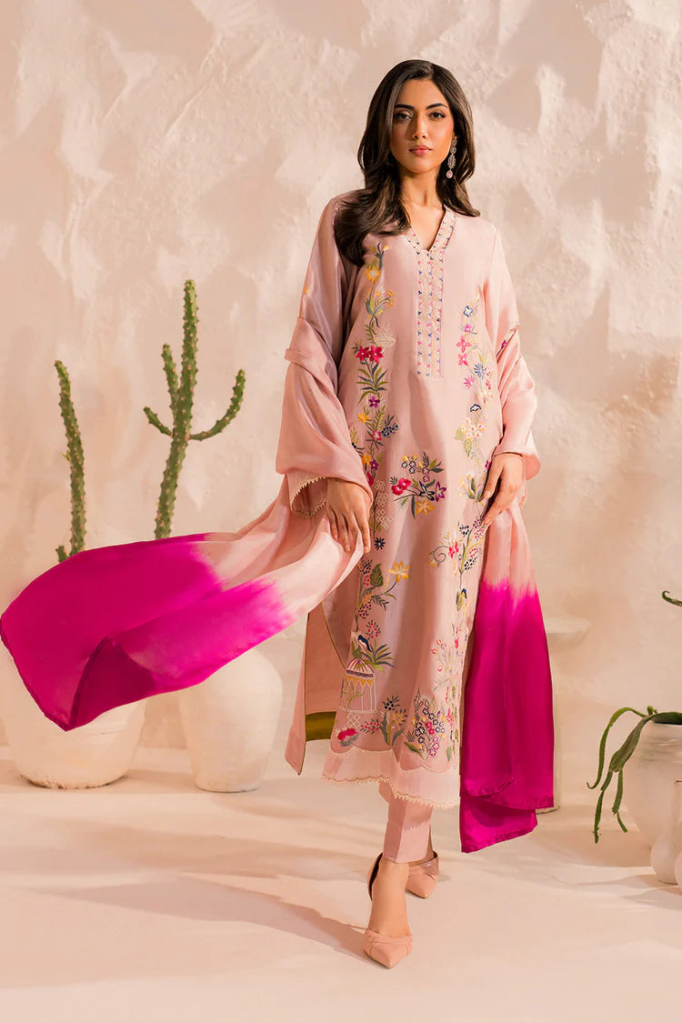 BrandsInn-3PC LAWN EMBROIDERED SHIRT WITH CHIFFON TYE&DYE DUPATTA & TROUSER-BI-4506