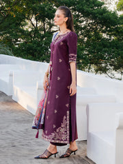BrandsInn-3PC LAWN EMBROIDERED SHIRT WITH CHIFFON PRINT DUPATTA AND EMB TROUSER-BI-4839