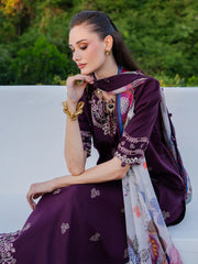 BrandsInn-3PC LAWN EMBROIDERED SHIRT WITH CHIFFON PRINT DUPATTA AND EMB TROUSER-BI-4839