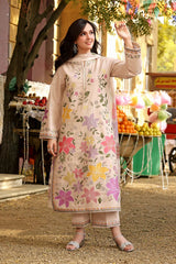 BrandsInn-3PC LAWN EMBROIDERED SHIRT WITH KHAADI NET PRINTED DUPATTA & EMB TROUSER-BI-4783