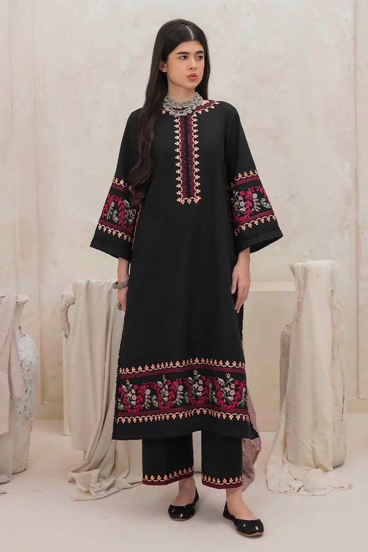 BrandsInn-2PC DHANAK EMBROIDERED SHIRT & EMBROIDERED TROUSER-BI-4144