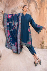 BrandsInn - 3PC DHANAK EMBROIDERED SHIRT WITH COUTURE PRINT SHAWL AND TROUSER-BI-4070