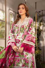 BrandsInn-3PC LAWN PRINTED EMB SHIRT WITH CHIFFON PRINT DUPATTA AND PRINT TROUSER-BI-422