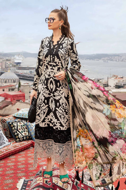 BrandsInn-3PC KHADDAR PRINTED EMB SHIRT WITH KHADDAR PRINTED DUPATTA AND PRINTED TROUSER-BI-2629