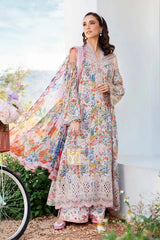 BrandsInn-3PC LAWN PRINTED EMB SHIRT WITH CHIFFON PRINT DUPATTA AND PRINT TROUSER-BI-2503