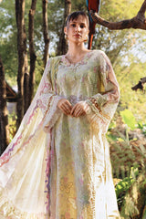 BrandsInn-3PC LAWN PRINTED CHIKAN EMB SHIRT WITH SILK PRINTED DUPATTA AND TROUSER-BI-034