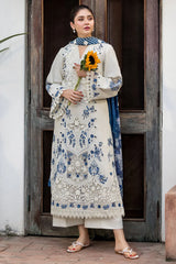 BrandsInn-3PC LAWN HEAVY EMBROIDERED SHIRT WITH SILK PRINTED DUPATTA AND TROUSER-BI-4906