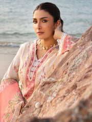 BrandsInn-3PC LAWN CHIKAN HEAVY EMBROIDERED SHIRT WITH KHADDI NET EMBROIDERED DUPATTA AND TROUSER-BI-4734