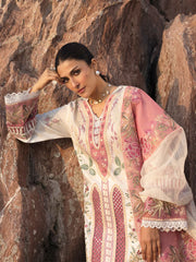 BrandsInn-3PC LAWN CHIKAN HEAVY EMBROIDERED SHIRT WITH KHADDI NET EMBROIDERED DUPATTA AND TROUSER-BI-4734