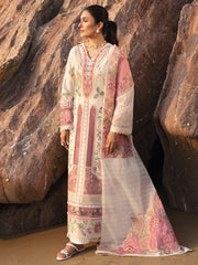BrandsInn-3PC LAWN CHIKAN HEAVY EMBROIDERED SHIRT WITH KHADDI NET EMBROIDERED DUPATTA AND TROUSER-BI-4734