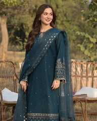 BrandsInn-3PC LAWN EMBROIDERED SHIRT WITH ORGANZA EMBROIDERED DUPATTA AND TROUSER -BI-4781