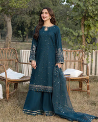 BrandsInn-3PC LAWN EMBROIDERED SHIRT WITH ORGANZA EMBROIDERED DUPATTA AND TROUSER -BI-4781