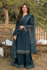 BrandsInn-3PC LAWN EMBROIDERED SHIRT WITH ORGANZA EMBROIDERED DUPATTA AND TROUSER -BI-4781