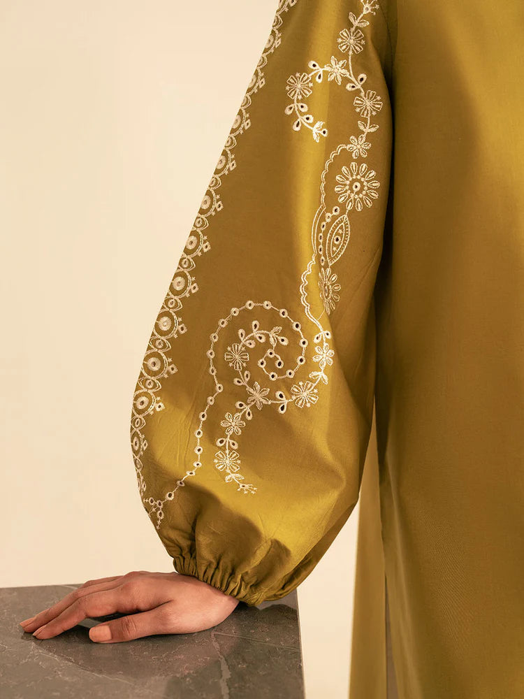 BrandsInn-2PC DHANAK EMBROIDRED SHIRT WITH DHANAK EMBROIDRED SLEEVES-BI-122