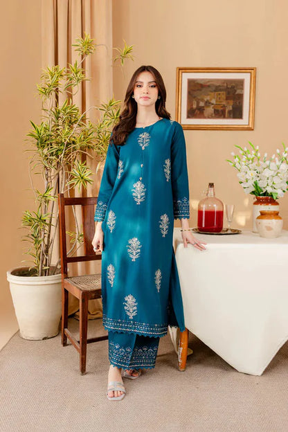BrandsInn-2PC DHANAK SEQUIN EMBROIDRED SHIRT AND EMBROIDRED TROUSER-BI-107