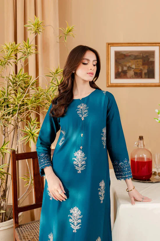 BrandsInn-2PC DHANAK SEQUIN EMBROIDRED SHIRT AND EMBROIDRED TROUSER-BI-107