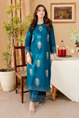 BrandsInn-2PC DHANAK SEQUIN EMBROIDRED SHIRT AND EMBROIDRED TROUSER-BI-107