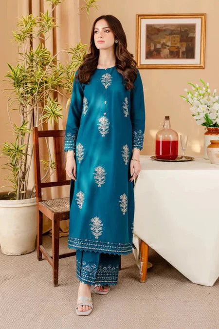 BrandsInn-2PC DHANAK SEQUIN EMBROIDRED SHIRT AND EMBROIDRED TROUSER-BI-107