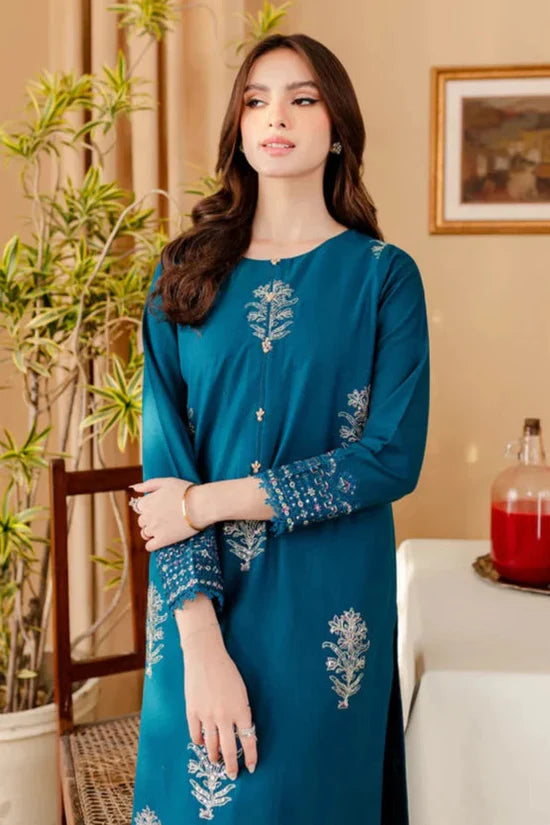 BrandsInn-2PC DHANAK SEQUIN EMBROIDRED SHIRT AND EMBROIDRED TROUSER-BI-107