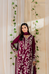BrandsInn-3PC LAWN EMBROIDERED SHIRT WITH BAMBER CHIFFON DUPATTA AND TROUSER-BI-4720