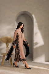 BrandsInn-3PC DHANAK EMBROIDERED SHIRT WITH TYE&DYED CHIFFON DUPATTA AND TROUSER-BI-4287