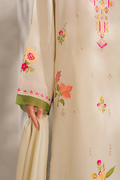 BrandsInn-3PC DHANAK EMBROIDERED SHIRT WITH BAMBER CHIFFON DUPATTA AND TROUSER-BI-4289